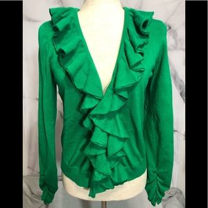 INC International Concepts Green Ruffle Sweater